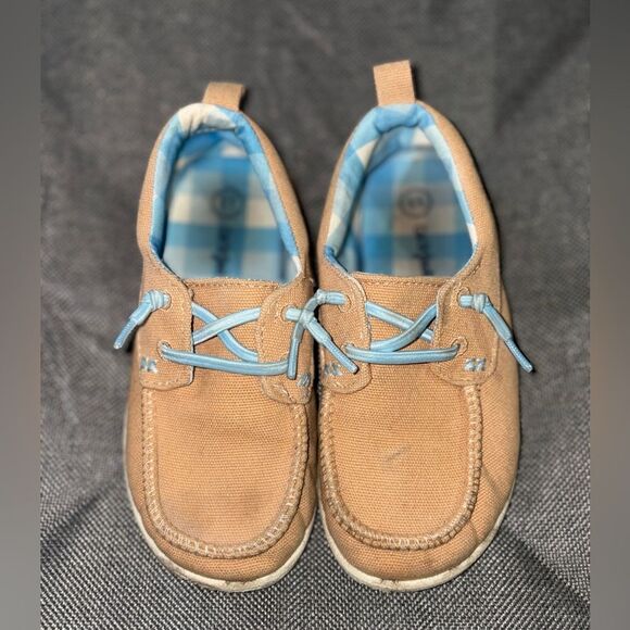 Little boy, size 11 cat & jack tan “hey dude like shoe”-some markings - Picture 2 of 7